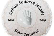Silber Zertifikat der Aktion Saubere Hände 2018-2019, Handabdruck.