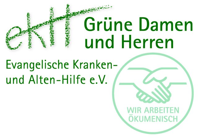Logo der Evangelischen Kranken- und Altenhilfe mit Slogan 'Wir arbeiten ökumenisch'.