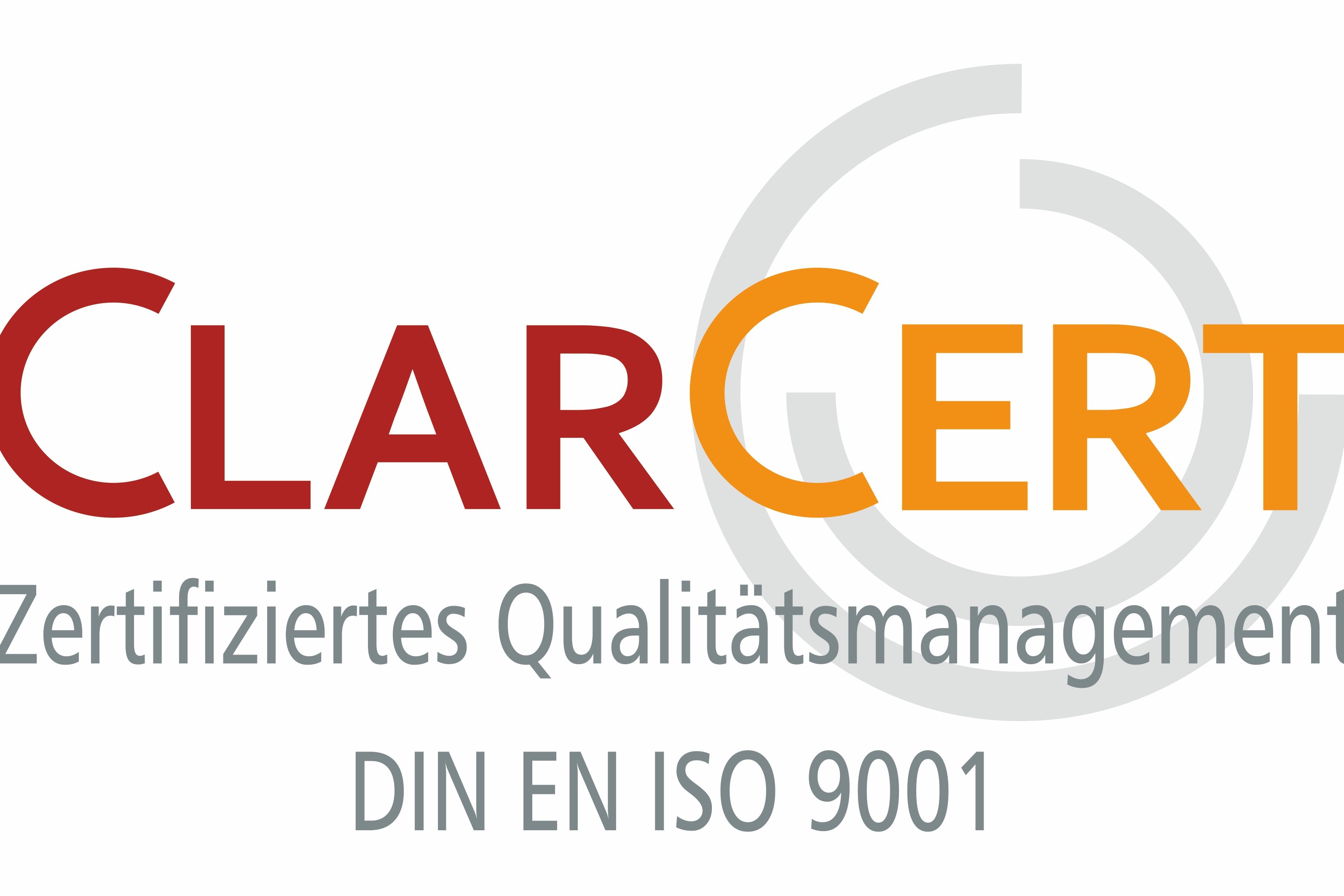 CLARCert Logo für zertifiziertes Qualitätsmanagement nach DIN EN ISO 9001.