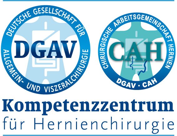 Zertifizierungslogo der Deutschen Gesellschaft für Hernienchirurgie und CAH.