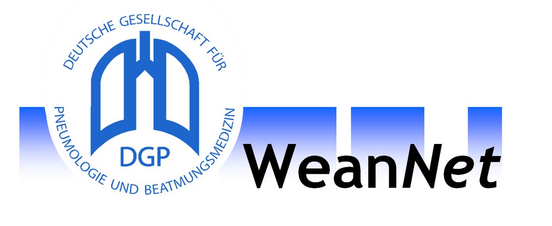 Logo der Deutschen Gesellschaft für Pneumologie, WeanNet Schriftzug.